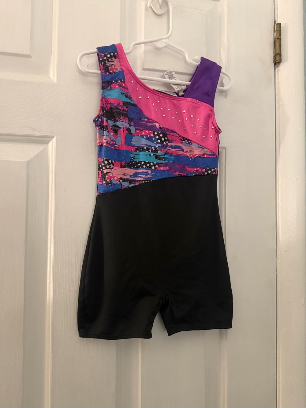 Freestyle Danskin Girls Gymnastics Biketard Unitard Rhinestone Size 6 6X